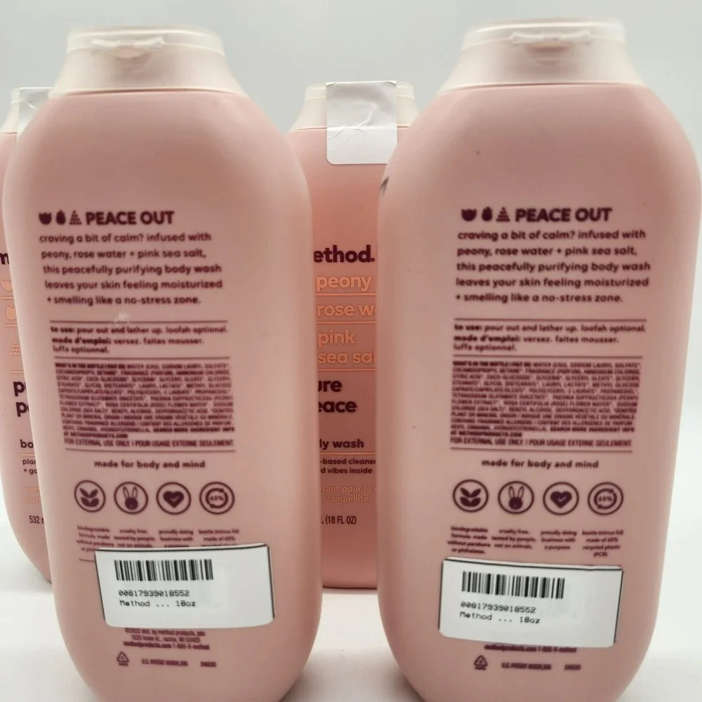 4x‎ Method Body Wash Pure Peace 18 oz Paraben-Free Phthalate-Free Vegan Formula